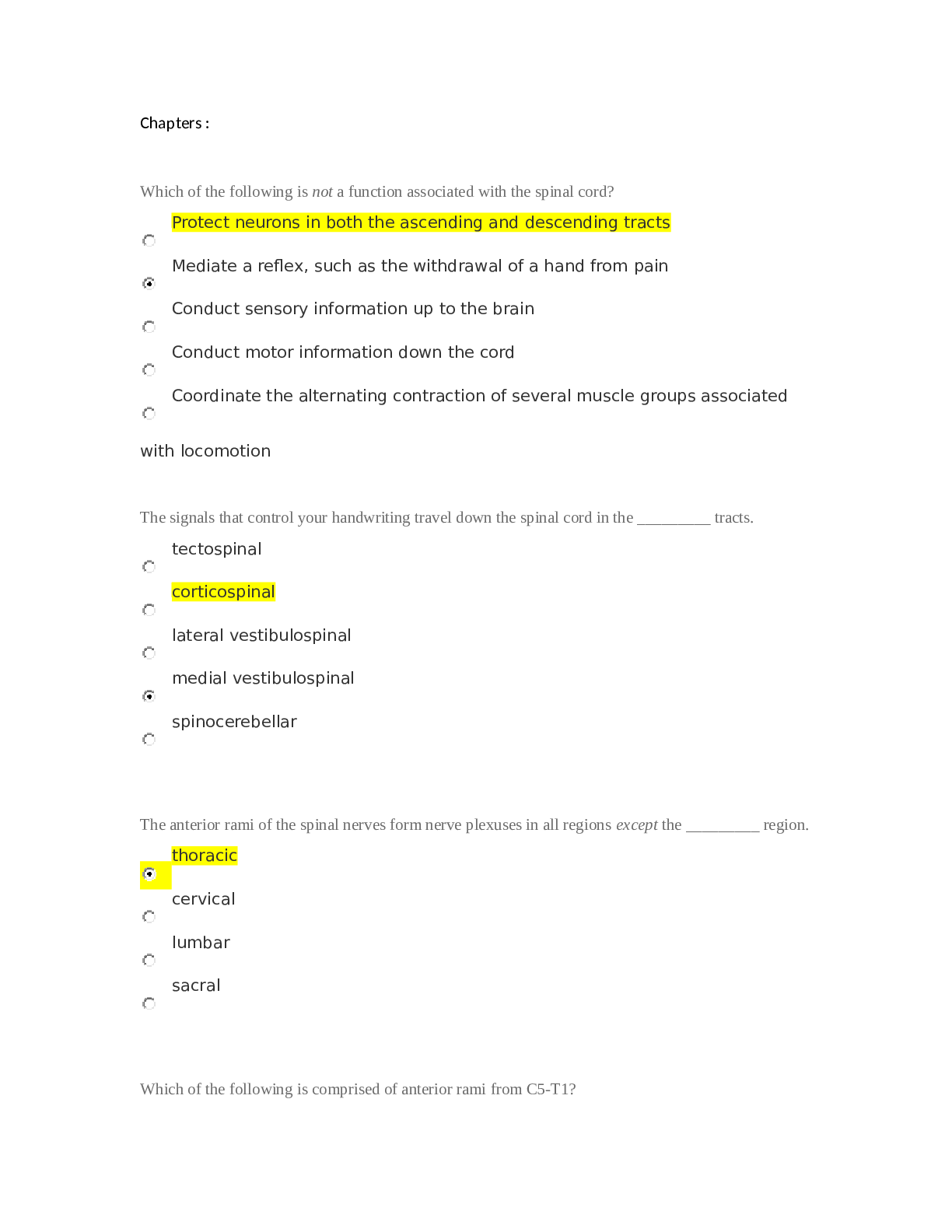 Preview image for BIOL 250 A&P Quizzes with Answers- American Public University
